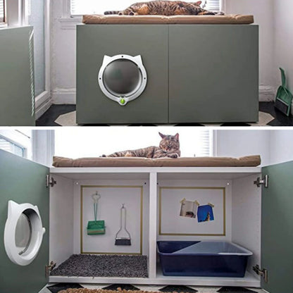 4 Way Locking Cat Door Hidden Litter Box Lockable Cat Flap Doors for Cats Small Dogs Cat Door Hides Litter Tray Pet Supplies