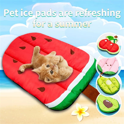 Estera Refrescante Para Perros, Camas Para Mascotas, Alfombra Para Gatos, Seda De Hielo, Almohadilla Autoenfriante Para Mascotas, Manta Lavable De Verano, Tela Oxford Refrescante, Fruta De Verano