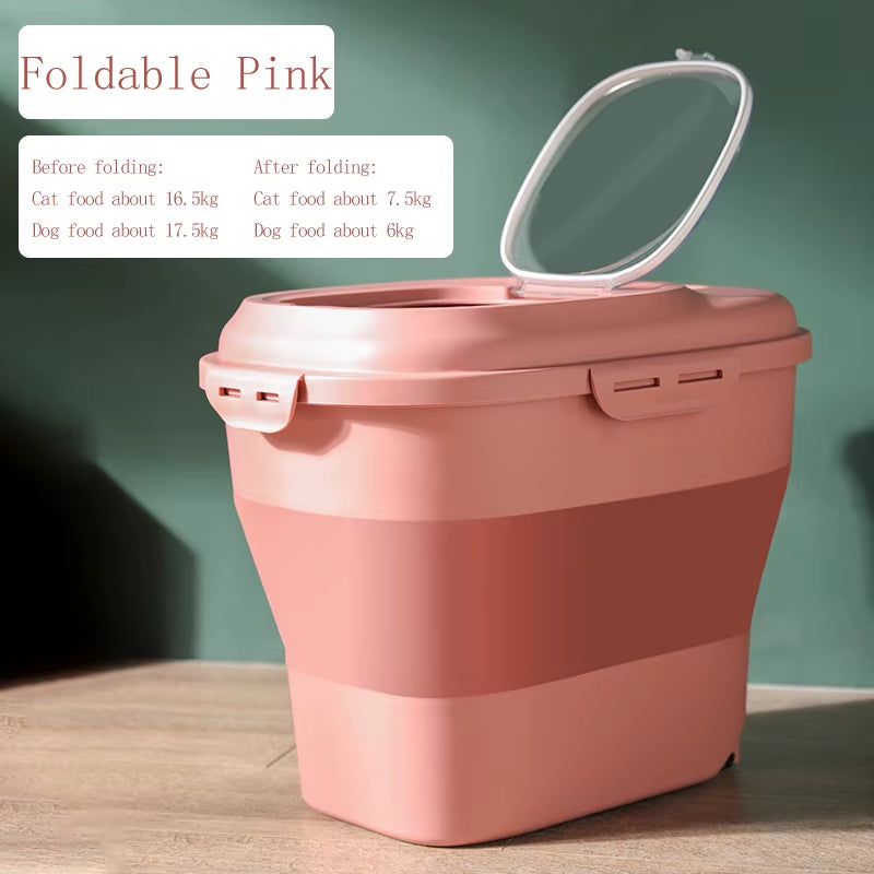 23L Airtight Food Storage Container for Pet Food Dry Cat Food Box Bag Moisture Proof Seal, Measuring Cup Kitten Litter Products
